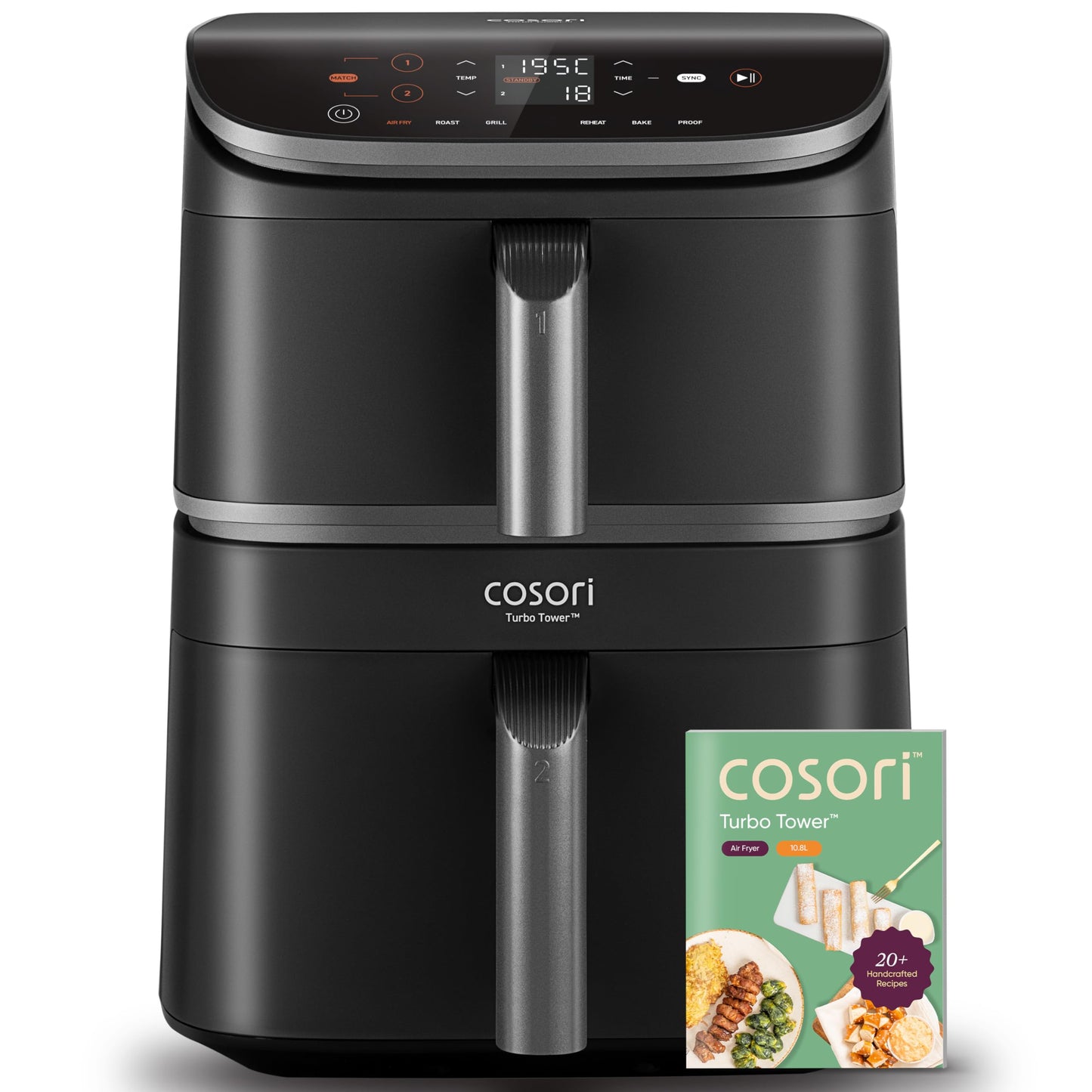 COSORI Heißluftfritteuse 2 Kammern, Airfryer Testsieger der Stiftung Warentest, 6-in-1 Dual Zone Air fryer 8,5 L, Heissluftfritteuse Doppelkammer mit Sichtfenster, energiesparend