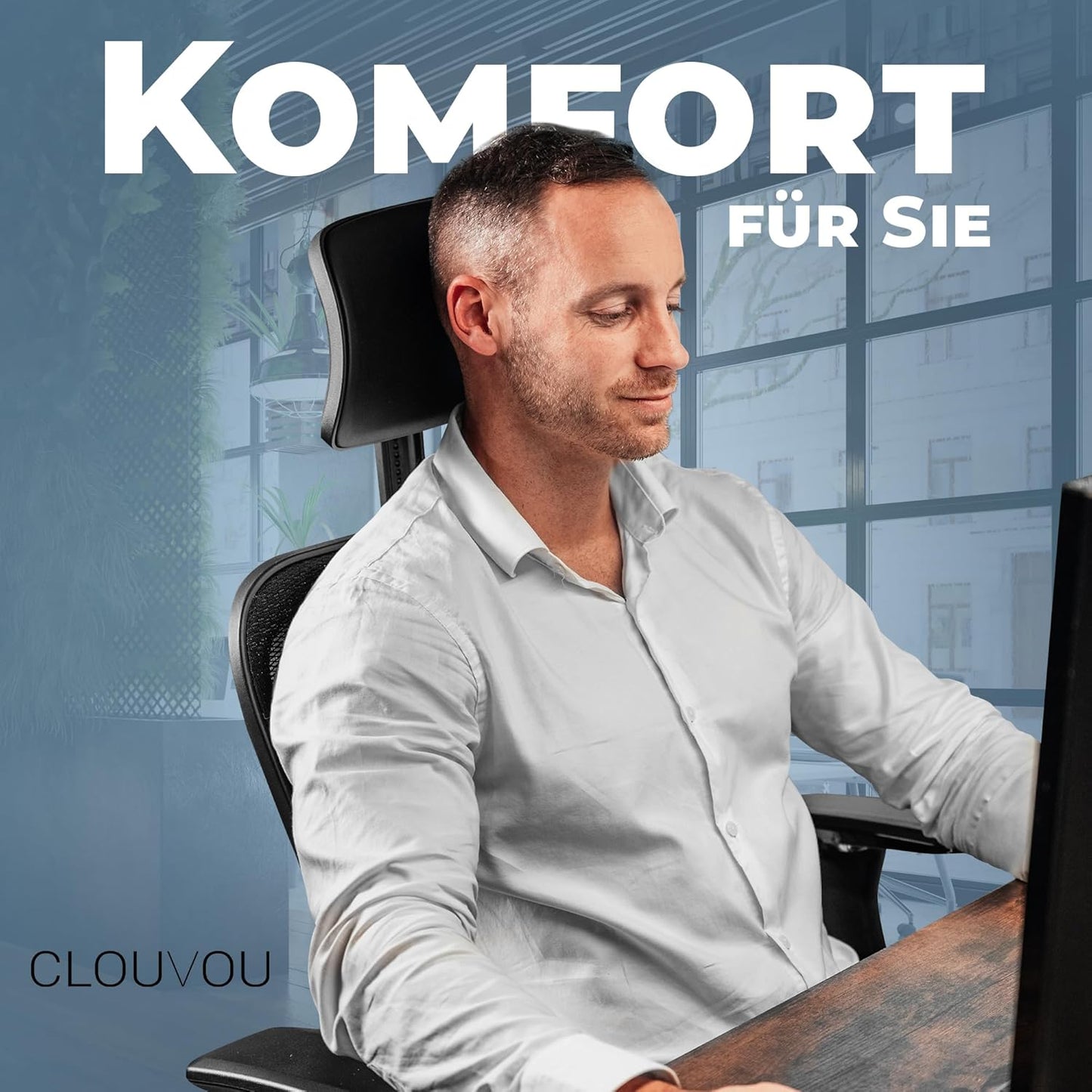 CLOUVOU CleverSeat Bürostuhl Ergonomisch [TESTSIEGER] Schreibtischstuhl 100% individuell einstellbar | Büro Stuhl & Gaming Stuhl | Computerstuhl Home Office Chair Ergonomic | Drehstuhl 150 kg