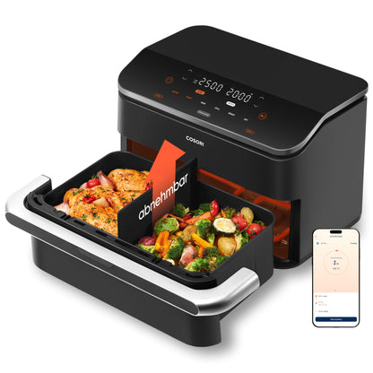 COSORI Heißluftfritteuse 2 Kammern, Airfryer Testsieger der Stiftung Warentest, 6-in-1 Dual Zone Air fryer 8,5 L, Heissluftfritteuse Doppelkammer mit Sichtfenster, energiesparend