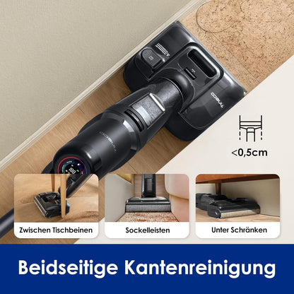 Tineco Floor ONE S7 Stretch Ultra Nass Trockensauger, 180° Lay-Flat Nasssauger, 85°C 5 Min Flashdry-Selbstreinige, 50 Min Laufzeit, DualBlock Anti-Tangle, Beide Kantenreinigen, Reinigen unter Möbeln