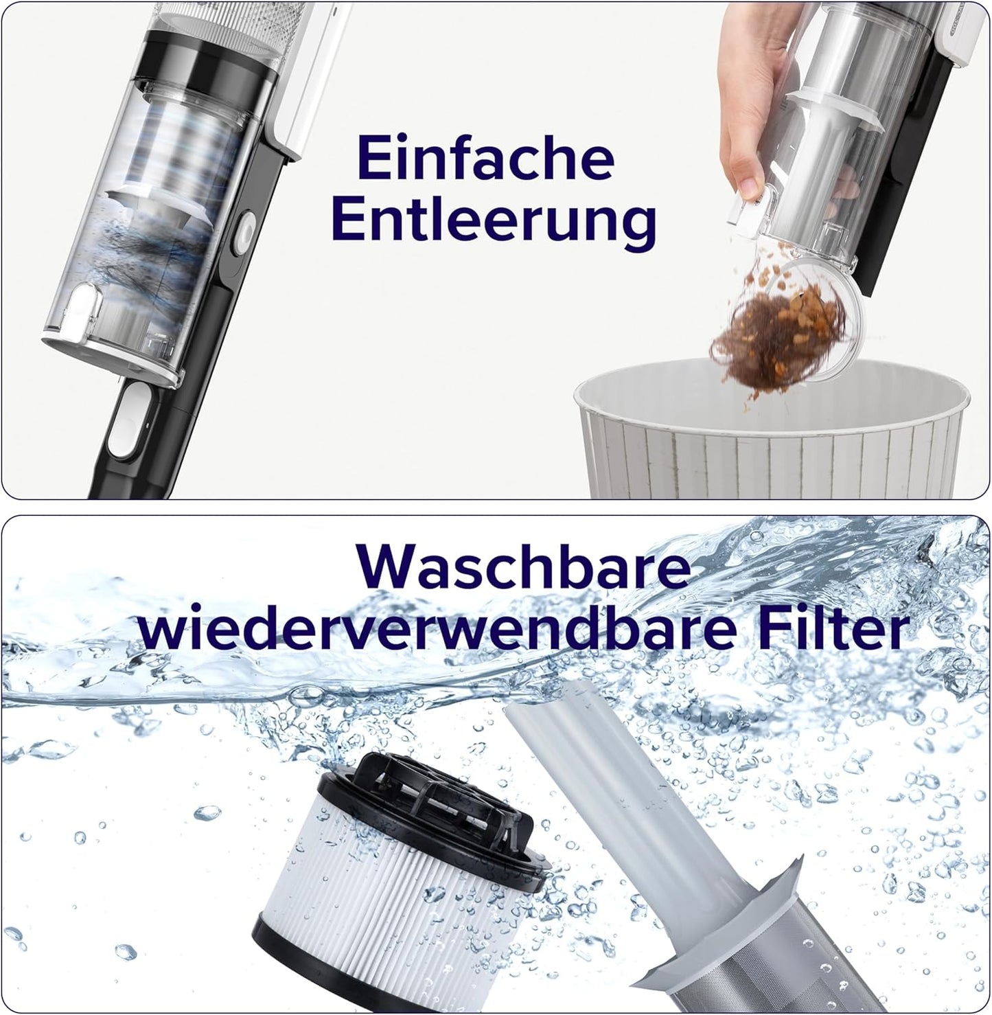 Levoit - Akku Staubsauger mit Tierhaardüse - Anti Haar Wrap - 4-in-1 Kabelloser Akkustaubsauger - 99,9 Prozent Filterleistung - Beutelloser Akkusauger für Teppich/Hartböden/Auto - max 50 min Laufzeit