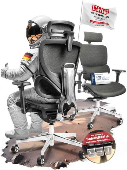 CLOUVOU CleverSeat Bürostuhl Ergonomisch [TESTSIEGER] Schreibtischstuhl 100% individuell einstellbar | Büro Stuhl & Gaming Stuhl | Computerstuhl Home Office Chair Ergonomic | Drehstuhl 150 kg