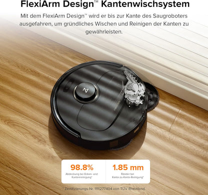 roborock Qrevo Pro Saugroboter mit Wischfunktion&Hebarem Wischmopp, FlexiArm Design Kantenreinigung, 7.000 Pa, 60 °C Heißwasser-Moppwäsche, Individuelle Teppichstrategie(Schwarz)