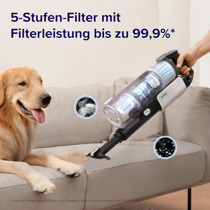 Levoit - Akku Staubsauger mit Tierhaardüse - Anti Haar Wrap - 4-in-1 Kabelloser Akkustaubsauger - 99,9 Prozent Filterleistung - Beutelloser Akkusauger für Teppich/Hartböden/Auto - max 50 min Laufzeit