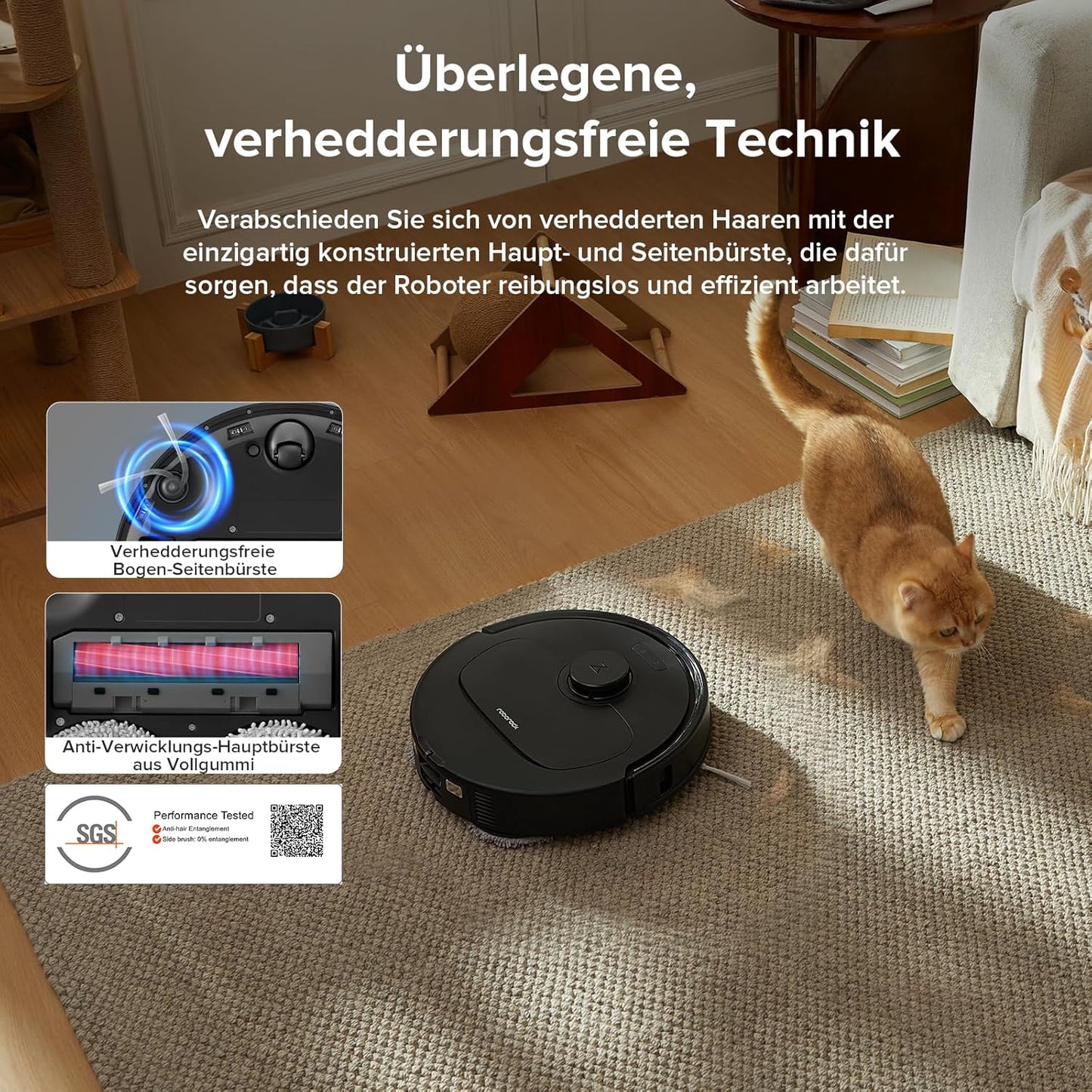 roborock Qrevo Serie Saugroboter mit Wischfunktion, 8000Pa Saugkraft(verbessert von Qrevo S), Anti-Verfilzungs-Seitenbürste, Hindernisvermeidung, LiDAR-Navigation, All-in-One Dock,Schwarz(QV 35A Set)