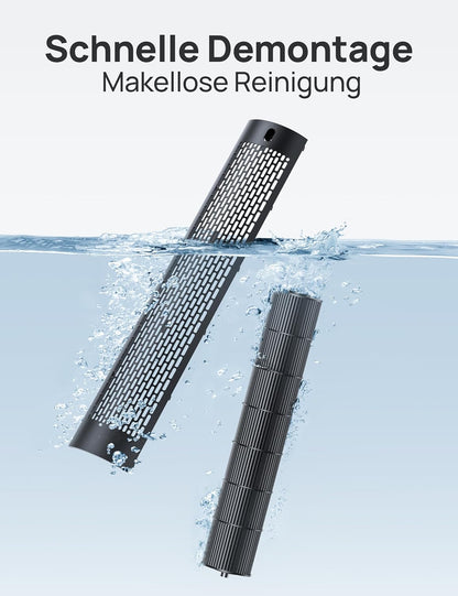 Dreo Smart Leiser Turmventilator mit Kühlung, 106cm WiFi Alexa Tower Fan, 90° oszillierender Ventilator, Fernbedienung 9-Geschwindigkeit 4 Modi 12 Std Timer Sprachsteuerung, Cruiser Pro T2S, Schwarz