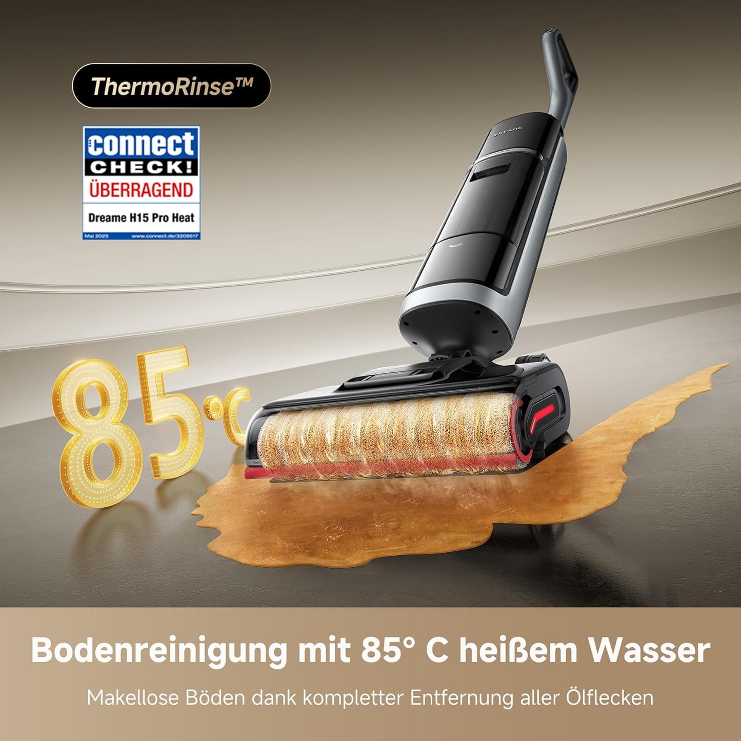 dreame H15 Pro Heat Nass- und Trockensauger, 85° C Wasser, GapFree AI-Roboterarm, RGB-Erkennung, 22.000 Pa Saugleistung, Haarentwirrung, 100° C Bürstenreinigung, 5 Min. 90° C Trocknung, App-Steuerung