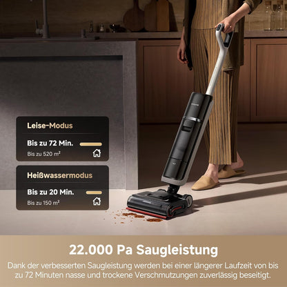 dreame H15 Pro Heat Nass- und Trockensauger, 85° C Wasser, GapFree AI-Roboterarm, RGB-Erkennung, 22.000 Pa Saugleistung, Haarentwirrung, 100° C Bürstenreinigung, 5 Min. 90° C Trocknung, App-Steuerung