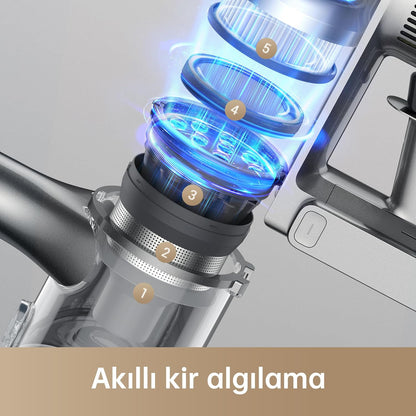 dreame R20 Kabelloser Staubsauger, 190AW Starke Saugkraft, 90min Lange Laufzeit, Schmutzerkennung, LED-Bildschirm, blaues LED-Licht, kein verwickeln, ideal für Hausreinigung, Tierhaare, Teppiche