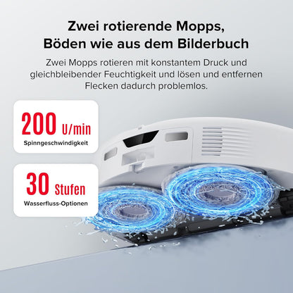 roborock Qrevo Curv Saugroboter mit Wischfunktion&Hebarem Wischmopp, Dual Anti-Tangle-System, AdaptiLift™ Chassis, 18.500Pa, 75℃ Heißwasser-Moppwäsche, Intelligente Schmutzerkennung&Sprachassistent