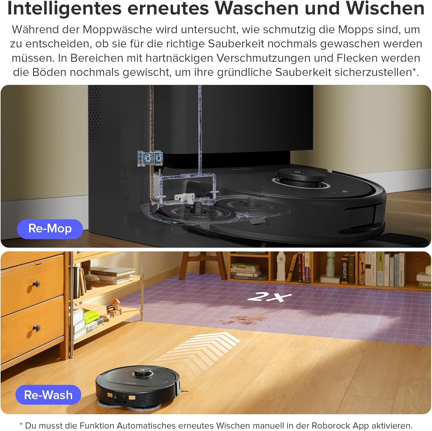 roborock Qrevo Pro Saugroboter mit Wischfunktion&Hebarem Wischmopp, FlexiArm Design Kantenreinigung, 7.000 Pa, 60 °C Heißwasser-Moppwäsche, Individuelle Teppichstrategie(Schwarz)