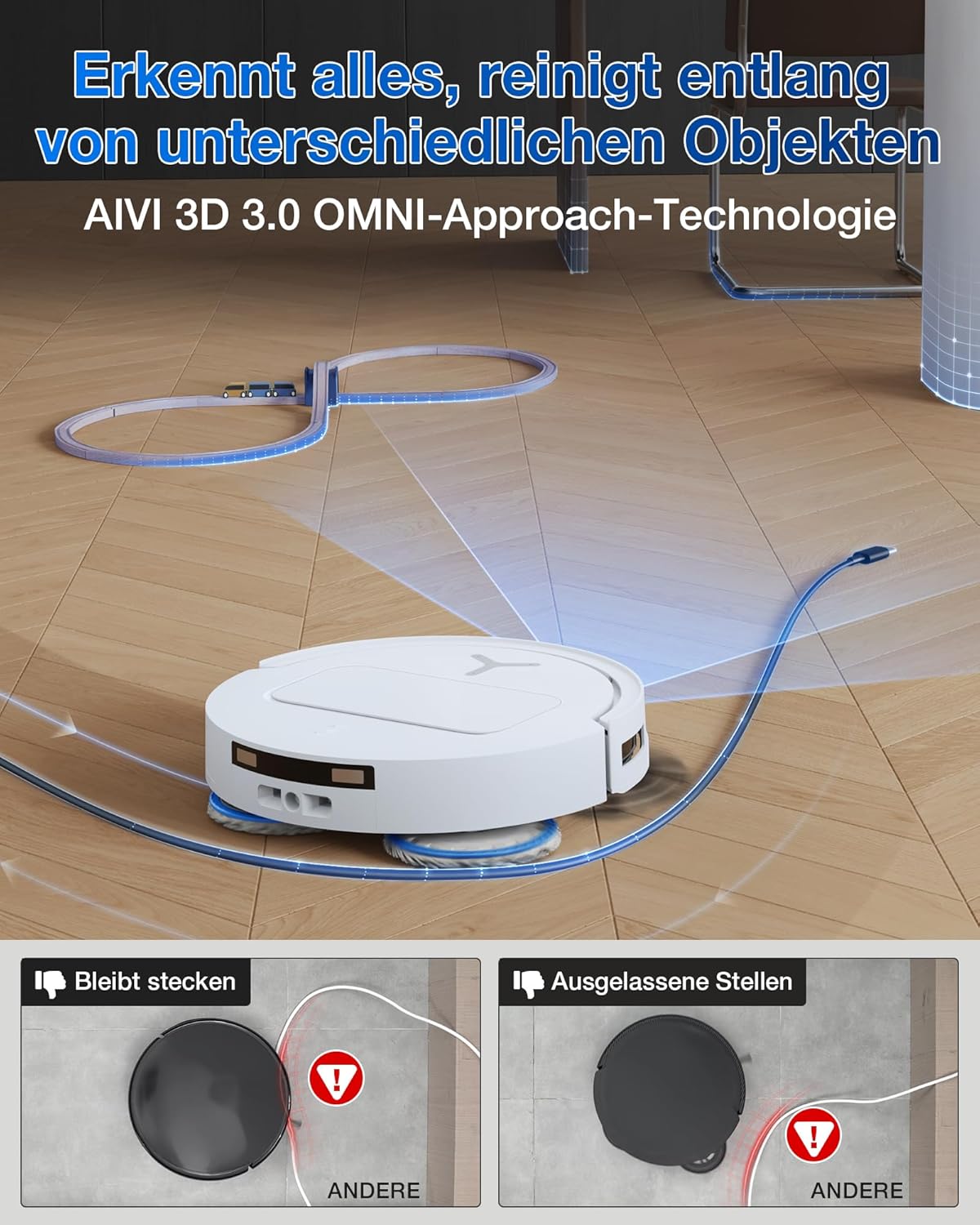 ECOVACS DEEBOT T50 PRO Omni Saugroboter mit Wischfunktion, Ausfahrende Seitenbürste und Wischmopp, 15.000 Pa, T30 PRO OMNI-Upgrade, Auto Zugabe von Reinigungslösung, Moppwäsche mit 75°C heißem Wasser