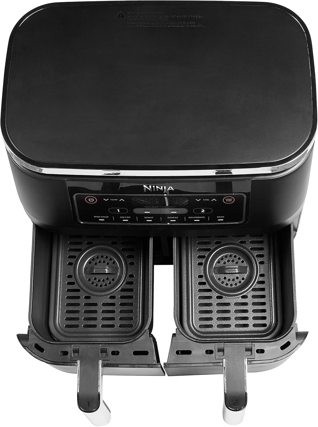 Ninja Foodi Dual Zone Digitale Heißluftfritteuse, 7,6L Airfryer, 2 Fächer, Antihaftbeschichtung, spülmaschinenfeste Körbe, 6-in-1, 4-6 Portionen, Schwarz AF300EU