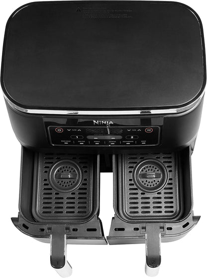 Ninja Foodi Dual Zone Digitale Heißluftfritteuse, 7,6L Airfryer, 2 Fächer, Antihaftbeschichtung, spülmaschinenfeste Körbe, 6-in-1, 4-6 Portionen, Schwarz AF300EU