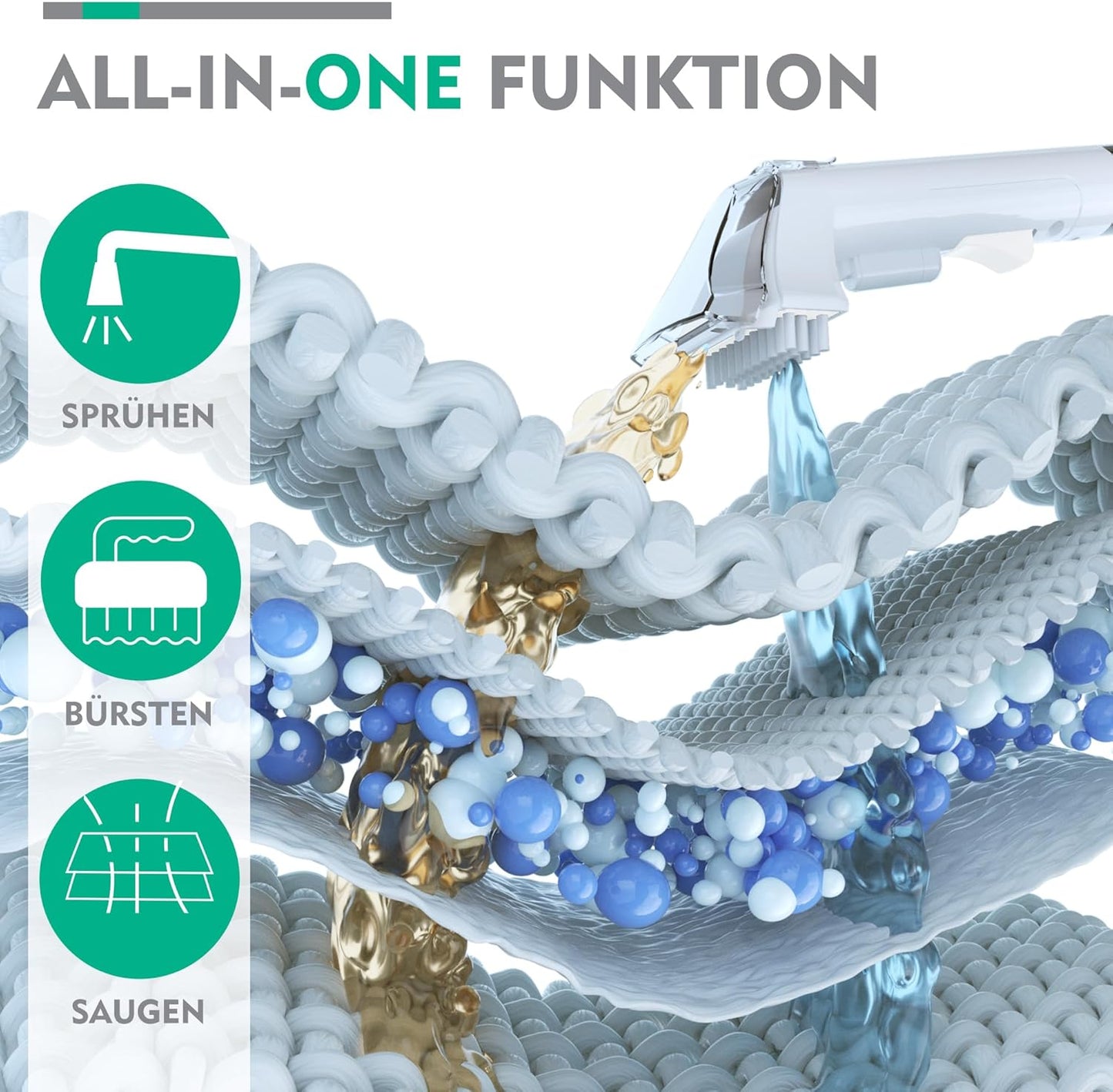 HAUSHOF Waschsauger Teppichreiniger, StainZapper Fleckenreiniger für Teppich mit Reinigungsmittel, Sofa, Vorleger, Polster, Treppen, Auto, 28,5cm X 15cm X 26,5cm, 400W, Weiß/Grau