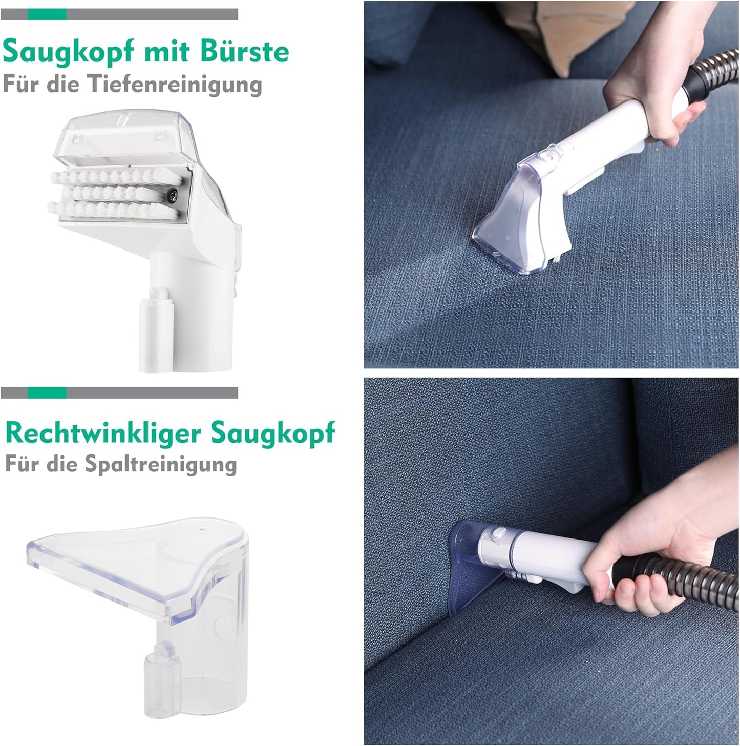 HAUSHOF Waschsauger Teppichreiniger, StainZapper Fleckenreiniger für Teppich mit Reinigungsmittel, Sofa, Vorleger, Polster, Treppen, Auto, 28,5cm X 15cm X 26,5cm, 400W, Weiß/Grau