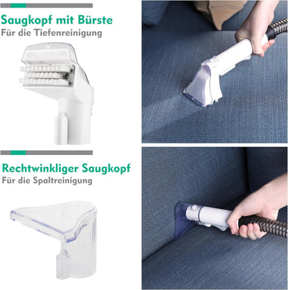 HAUSHOF Waschsauger Teppichreiniger, StainZapper Fleckenreiniger für Teppich mit Reinigungsmittel, Sofa, Vorleger, Polster, Treppen, Auto, 28,5cm X 15cm X 26,5cm, 400W, Weiß/Grau