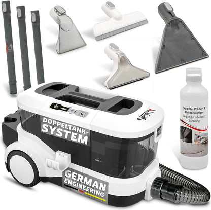 SPRiNTUS Nasssauger Polsterreiniger Gerät SPOTTY mit 170mbar Saugleistung für gründliche Reinigung von Teppich, Polster, Tierhaar, Auto & Hartboden I Hygienischer Teppichreiniger Waschsauger [67db]