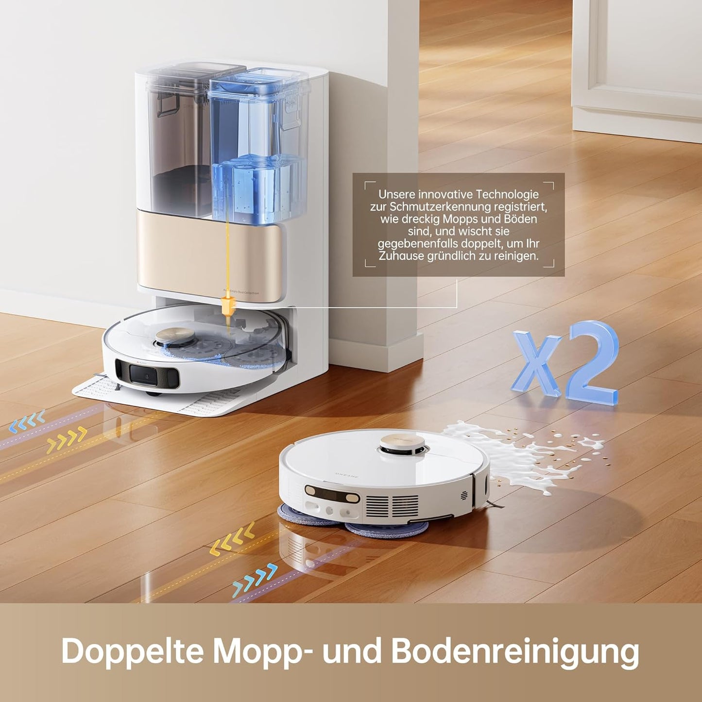 dreame L10s Pro Ultra Heat Saugroboter mit Wischfunktion, Automatische Moppreinigung mit heißem Wasser, Moppverlängerung, 7.000 Pa Saugkraft, Doppelte Mopp- und Bodenreinigung, Teppicherkennung