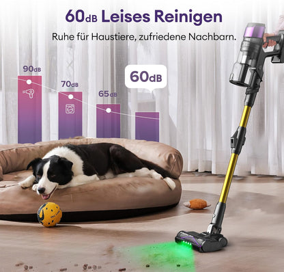 Ultenic U20 Akku Staubsauger, 55000Pa/ 600W/60Min Staubsauger Kabellos Mit Selbststehendes Design, Flexibles Biegegelenk, GreenEye-Technologie, Anti-Tangle Bodenbürste für Hartböden Teppiche Tierhaare