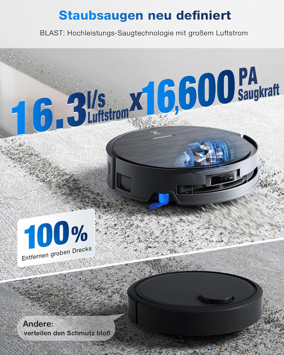 ECOVACS DEEBOT X9 PRO Omni Saugroboter mit Wischfunktion, 16.600 Pa, OZMO Roller, ZeroTangle 3.0,TruEdge 2.0, Heißwasser-Moppwäsche, Heißlufttrocknung, All-in-One Omni Station, YIKO-GPT