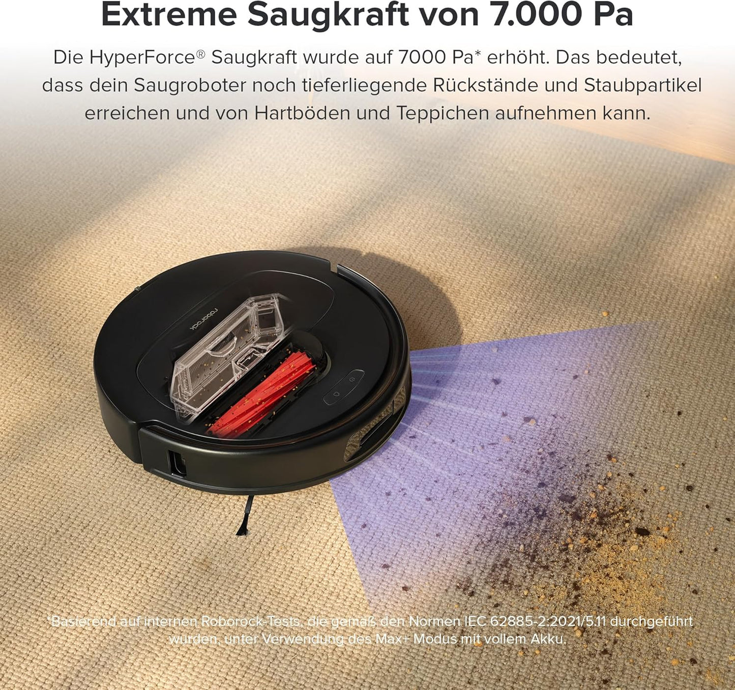 roborock Qrevo Pro Saugroboter mit Wischfunktion&Hebarem Wischmopp, FlexiArm Design Kantenreinigung, 7.000 Pa, 60 °C Heißwasser-Moppwäsche, Individuelle Teppichstrategie(Schwarz)