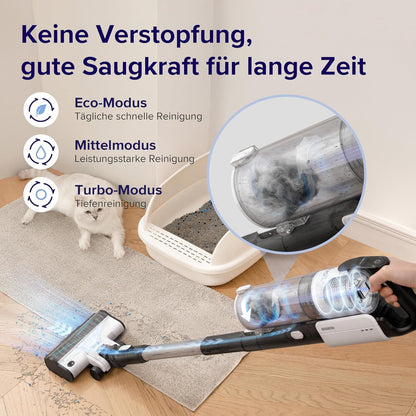 Levoit - Akku Staubsauger mit Tierhaardüse - Anti Haar Wrap - 4-in-1 Kabelloser Akkustaubsauger - 99,9 Prozent Filterleistung - Beutelloser Akkusauger für Teppich/Hartböden/Auto - max 50 min Laufzeit
