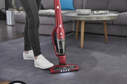 AEG Ergorapido 2in1 Akku Staubsauger, Beutellos, inkl. Tierhaardüse, bis zu 45 Min. Laufzeit, Freistehend, 180° Drehgelenk, Bürstenreinigungsfunktion, LED-Frontlichter, Rot, CX7-2-45AN