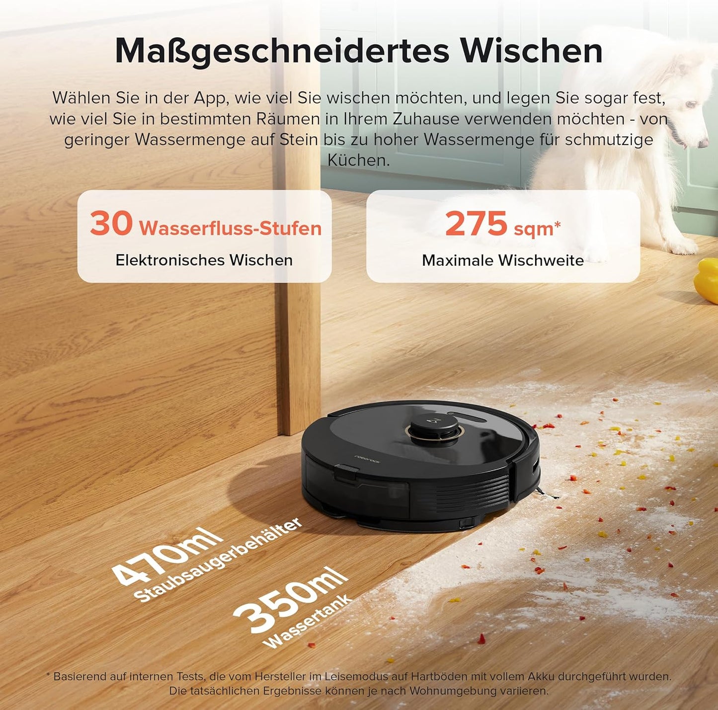 roborock Q8 Max+ Saugroboter mit Absaugstation, DuoRoller-Bürste, 5500Pa Saugkraft, 2,5L Staubbeutel, 350mL Wassertank, Wischroboter PreciSense-LiDAR-Navigation (Schwarz)