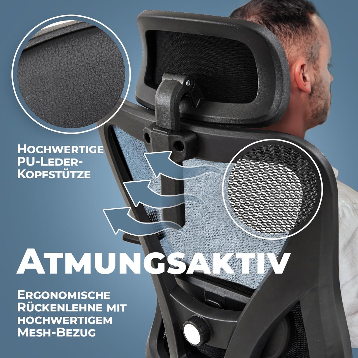 CLOUVOU CleverSeat Bürostuhl Ergonomisch [TESTSIEGER] Schreibtischstuhl 100% individuell einstellbar | Büro Stuhl & Gaming Stuhl | Computerstuhl Home Office Chair Ergonomic | Drehstuhl 150 kg