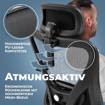 CLOUVOU CleverSeat Bürostuhl Ergonomisch [TESTSIEGER] Schreibtischstuhl 100% individuell einstellbar | Büro Stuhl & Gaming Stuhl | Computerstuhl Home Office Chair Ergonomic | Drehstuhl 150 kg