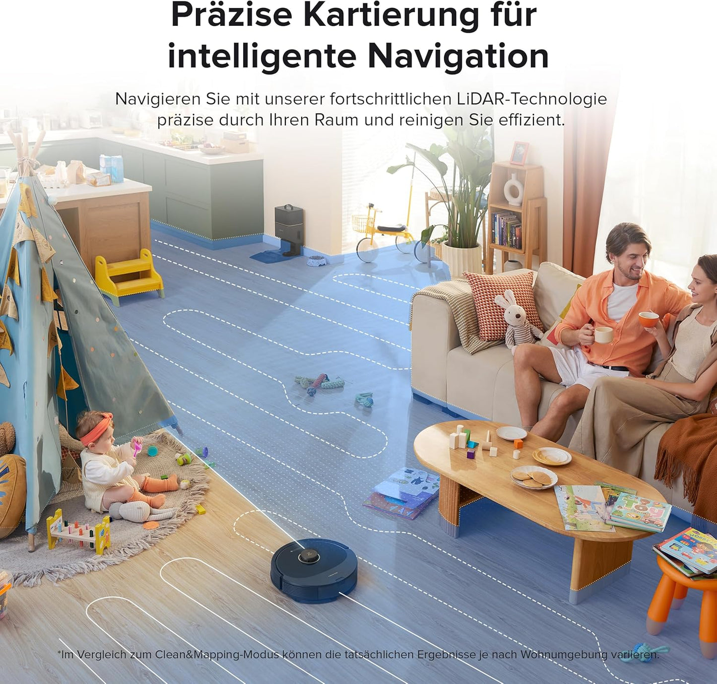 roborock Q8 Max+ Saugroboter mit Absaugstation, DuoRoller-Bürste, 5500Pa Saugkraft, 2,5L Staubbeutel, 350mL Wassertank, Wischroboter PreciSense-LiDAR-Navigation (Schwarz)