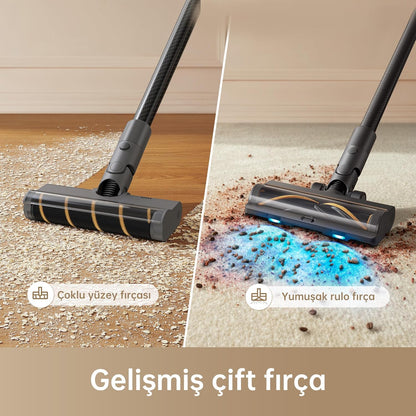 dreame R20 Kabelloser Staubsauger, 190AW Starke Saugkraft, 90min Lange Laufzeit, Schmutzerkennung, LED-Bildschirm, blaues LED-Licht, kein verwickeln, ideal für Hausreinigung, Tierhaare, Teppiche